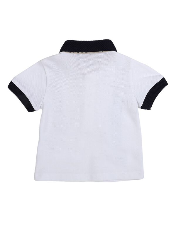 Boys White Short Sleeve Knitted Polo image number 1
